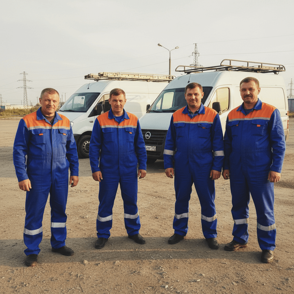 Offener Werkzeugkoffer mit Aderendhülsen, Crimpzange und Drehmomentschraubendreher auf Küchenboden